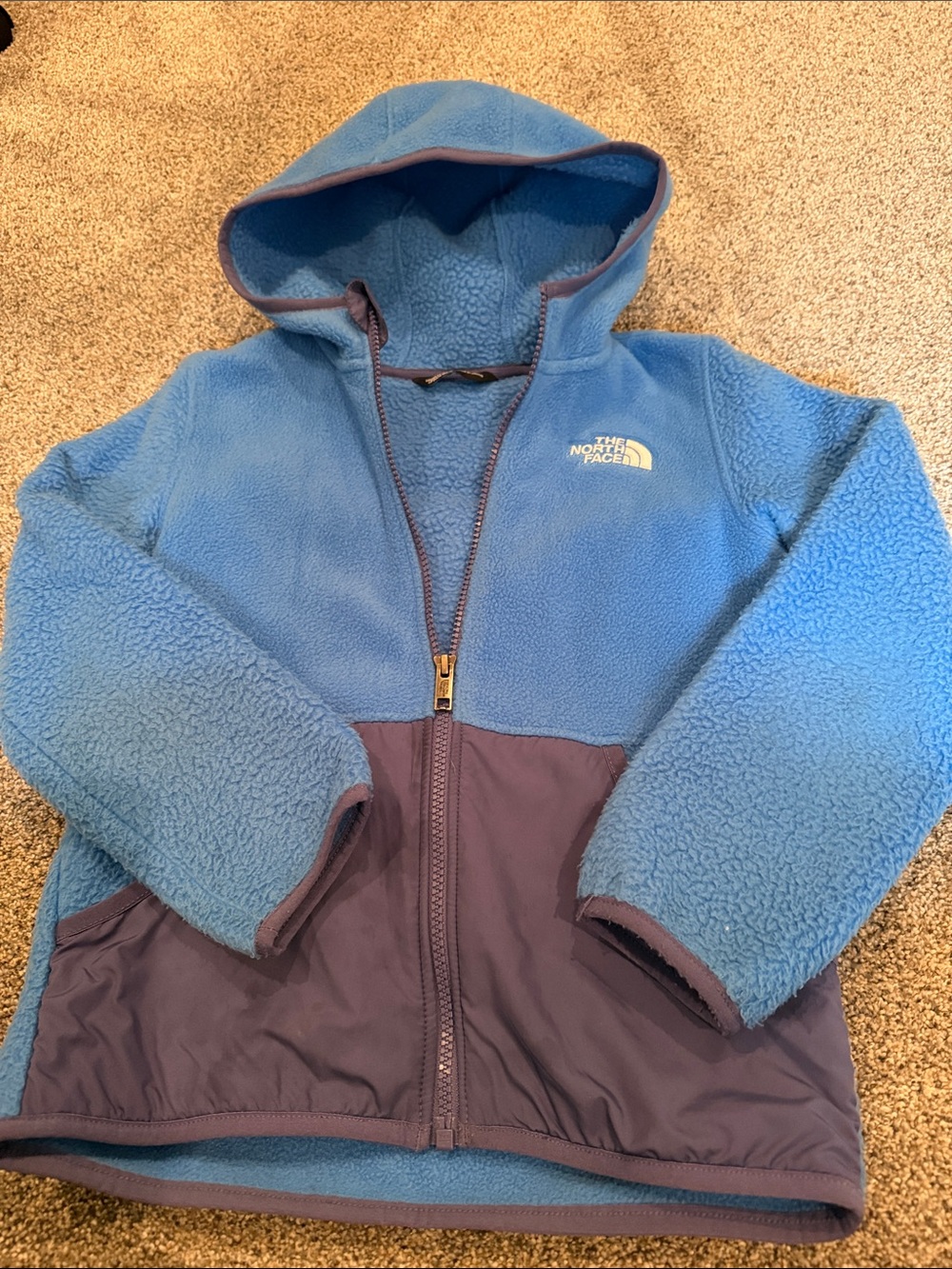 The North Face Kids Two-Tone Blue Hooded Fleece Jacket
